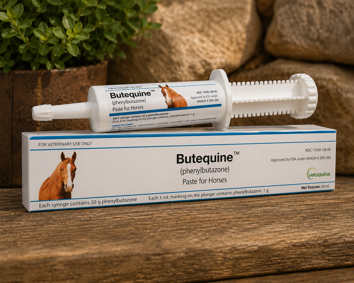 Butequine™ (Phenylbutazone) Paste for Horses – 60 mL Oral Syringe