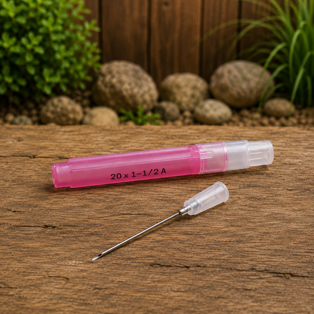 Monoject Rigid Pack Veterinary Hypodermic Needle and 3cc Syringe, Luer Slip, Pink, 20g x 1.0"  Complete Equine Performance