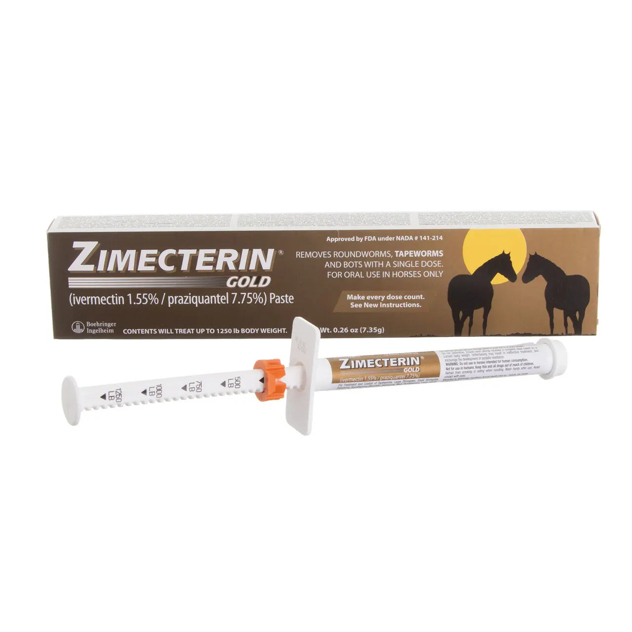 Zimecterin® Gold Paste (Ivermectin 1.55% / Praziquantel 7.75%) – Oral Dewormer for Horses
