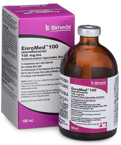 EnroMed 100 (Enrofloxacin) Antimicrobial Injectable Solution 100mg/mL, 100mL