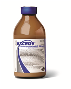 Excede® (Ceftiofur Crystalline Free Acid) Sterile Suspension – 200 mg/mL (250 mL Bottle)